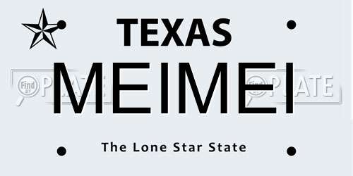 MEIMEI Texas License Plate