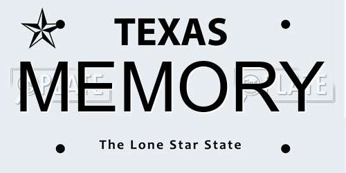 MEMORY Texas License Plate