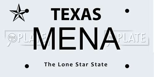 MENA Texas License Plate