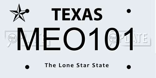 MEO101 Texas License Plate
