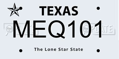 MEQ101 Texas License Plate