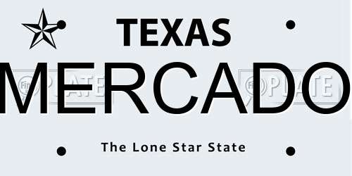 MERCADO Texas License Plate