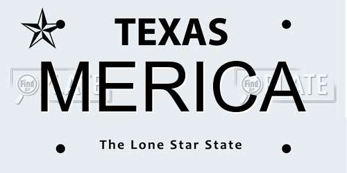 MERICA Texas License Plate