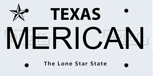 MERICAN Texas License Plate