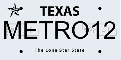 METRO12 Texas License Plate