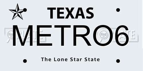 METRO6 Texas License Plate