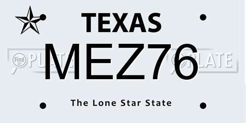 MEZ76 Texas License Plate