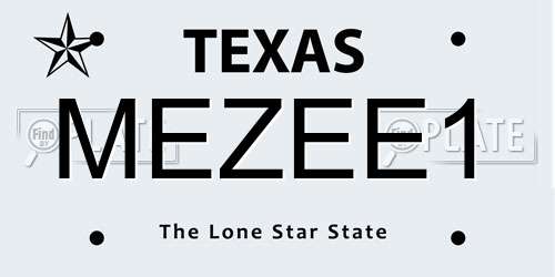 MEZEE1 Texas License Plate