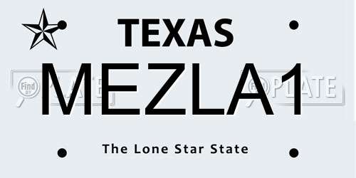 MEZLA1 Texas License Plate