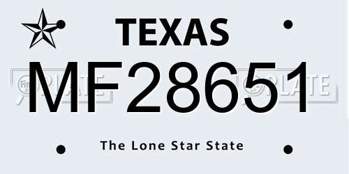 MF28651 Texas License Plate