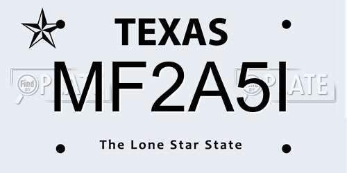 MF2A5I Texas License Plate