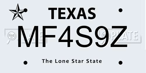 MF4S9Z Texas License Plate