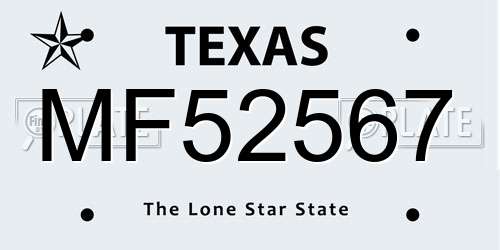 MF52567 Texas License Plate