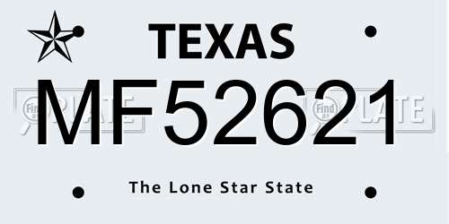 MF52621 Texas License Plate