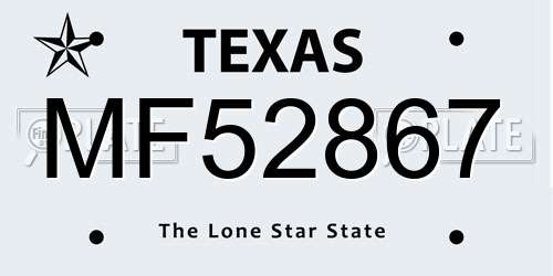 MF52867 Texas License Plate