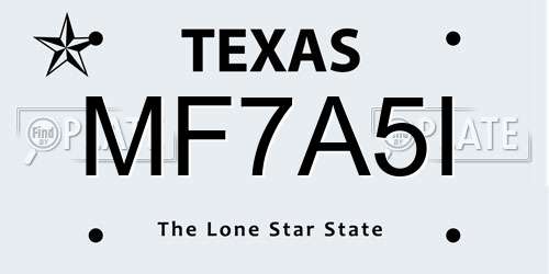MF7A5I Texas License Plate