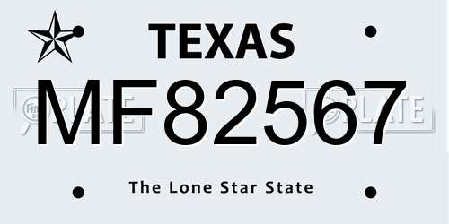 MF82567 Texas License Plate