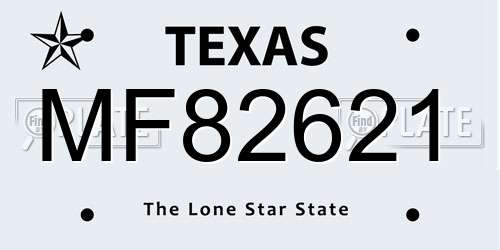 MF82621 Texas License Plate