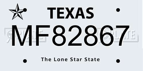 MF82867 Texas License Plate