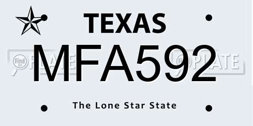 MFA592 Texas License Plate