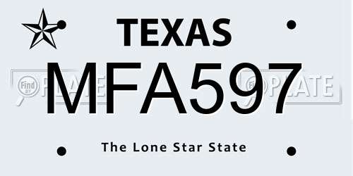 MFA597 Texas License Plate