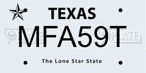 MFA59T Texas License Plate