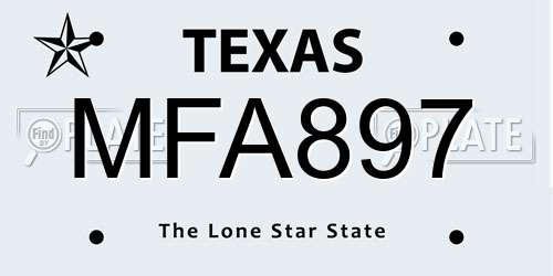 MFA897 Texas License Plate