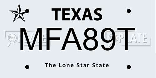 MFA89T Texas License Plate