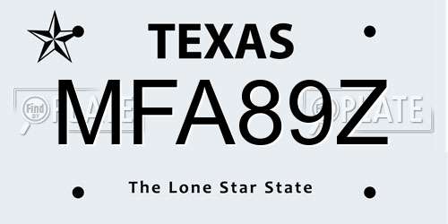 MFA89Z Texas License Plate