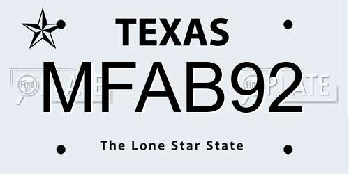 MFAB92 Texas License Plate