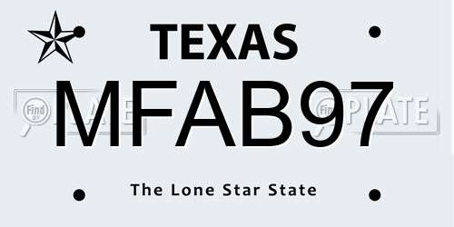 MFAB97 Texas License Plate