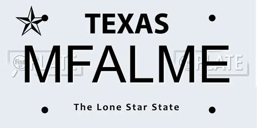 MFALME Texas License Plate