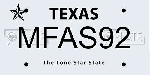 MFAS92 Texas License Plate