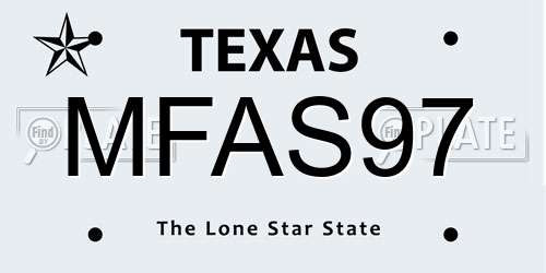 MFAS97 Texas License Plate