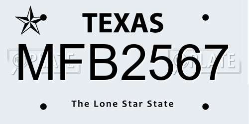 MFB2567 Texas License Plate