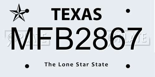 MFB2867 Texas License Plate