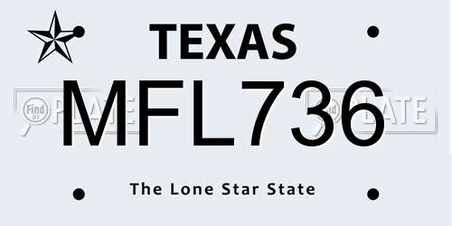 MFL736 Texas License Plate