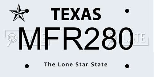 MFR280 Texas License Plate