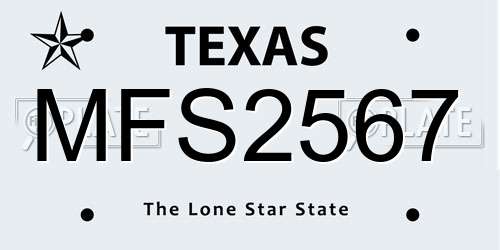 MFS2567 Texas License Plate