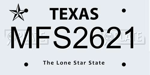 MFS2621 Texas License Plate