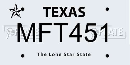 MFT451 Texas License Plate