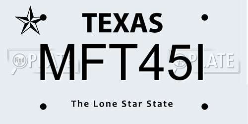 MFT45I Texas License Plate