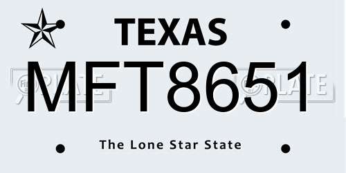 MFT8651 Texas License Plate