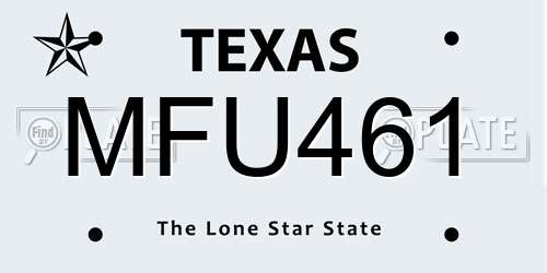 MFU461 Texas License Plate