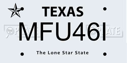 MFU46I Texas License Plate