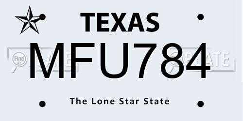 MFU784 Texas License Plate