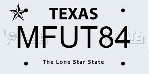 MFUT84 Texas License Plate