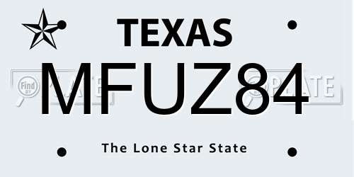 MFUZ84 Texas License Plate