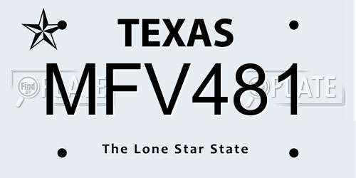 MFV481 Texas License Plate