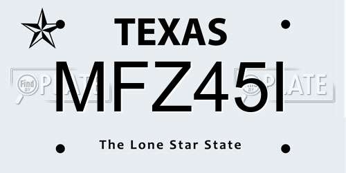 MFZ45I Texas License Plate